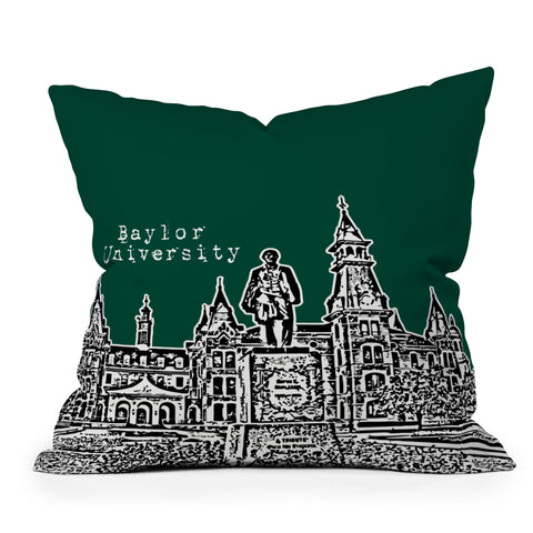Bird Ave Baylor University Green Throw Pillow
