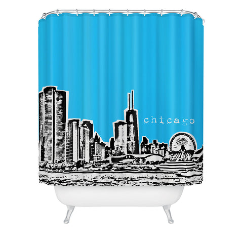 Bird Ave Chicago Blue Shower Curtain
