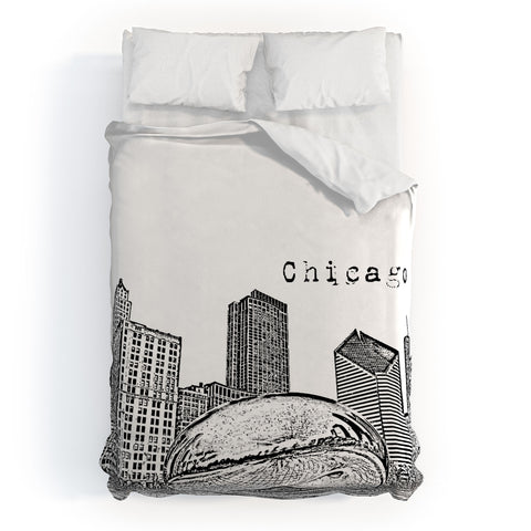 Bird Ave Chicago Illinois Black and White Duvet Cover
