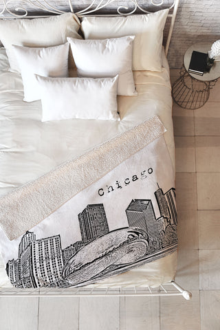 Bird Ave Chicago Illinois Black and White Fleece Throw Blanket