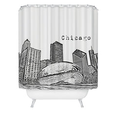 Bird Ave Chicago Illinois Black and White Shower Curtain