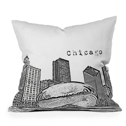 Bird Ave Chicago Illinois Black and White Throw Pillow