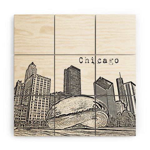 Bird Ave Chicago Illinois Black and White Wood Wall Mural