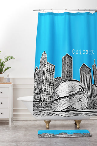 Bird Ave Chicago Illinois Blue Shower Curtain And Mat