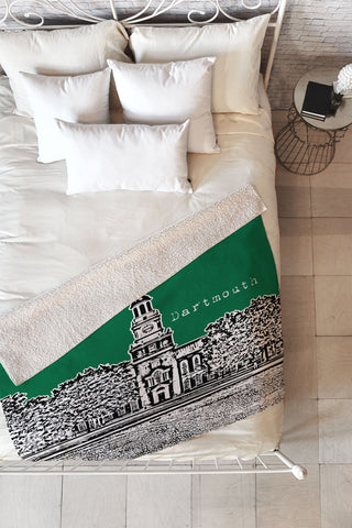 Bird Ave Dartmouth College Green Fleece Throw Blanket