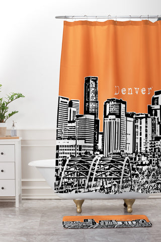 Bird Ave Denver Orange Shower Curtain And Mat