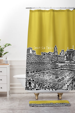 Bird Ave Georgia Tech Yellow Shower Curtain And Mat