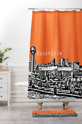 Bird Ave Knoxville Orange Shower Curtain And Mat