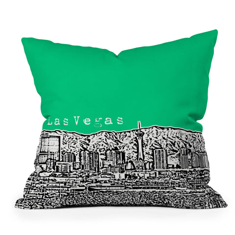 Bird Ave Las Vegas Green Throw Pillow