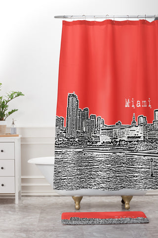 Bird Ave Miami Red Shower Curtain And Mat