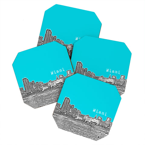 Bird Ave Miami Teal Coaster Set