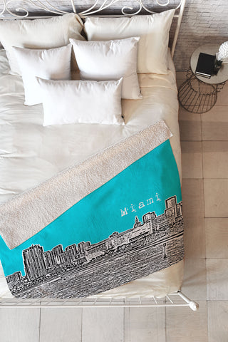 Bird Ave Miami Teal Fleece Throw Blanket