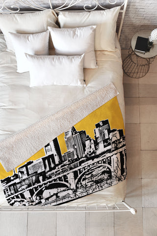 Bird Ave Minneapolis Yellow Fleece Throw Blanket