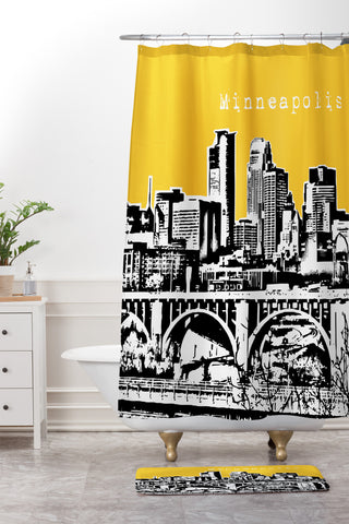 Bird Ave Minneapolis Yellow Shower Curtain And Mat