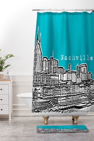 Bird Ave Nashville Waterfront Shower Curtain And Mat