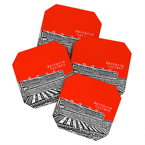 Bird Ave Nebraska Huskers Red Coaster Set