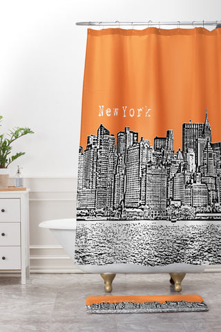 Bird Ave New York Orange Shower Curtain And Mat