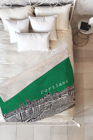 Bird Ave Portland Green Fleece Throw Blanket