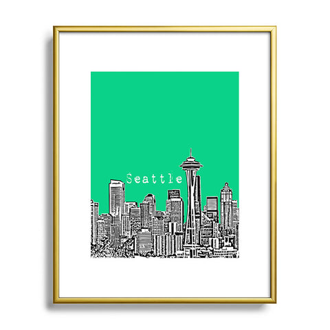 Bird Ave Seattle Green Metal Framed Art Print