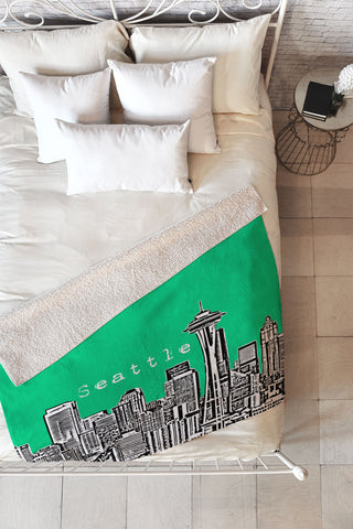 Bird Ave Seattle Green Fleece Throw Blanket