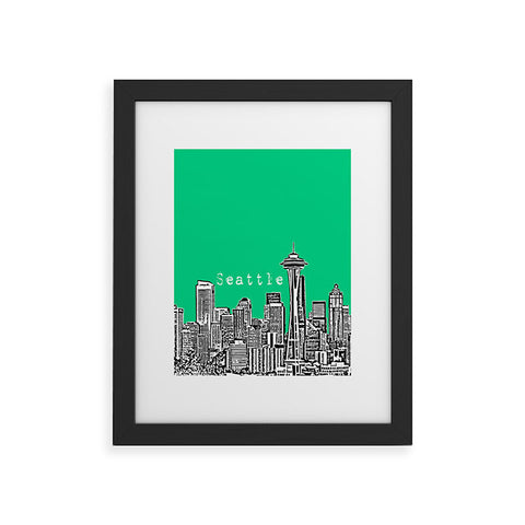 Bird Ave Seattle Green Framed Art Print