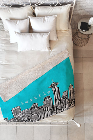 Bird Ave Seattle Teal Fleece Throw Blanket