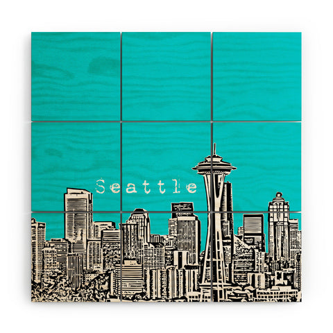 Bird Ave Seattle Teal Wood Wall Mural