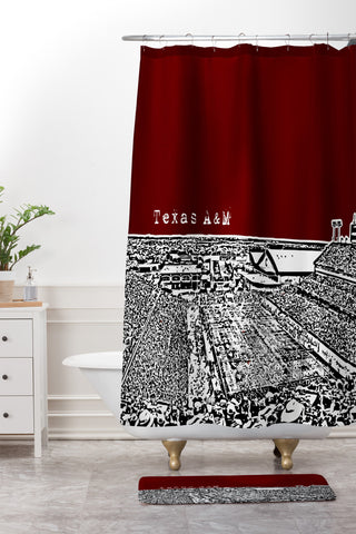 Bird Ave Texas A And M Maroon Shower Curtain And Mat