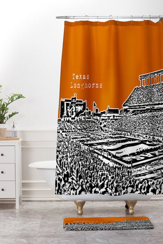 Bird Ave Texas Longhorns Orange Shower Curtain And Mat