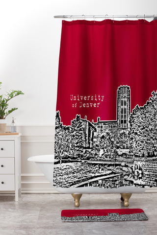 Bird Ave University Of Denver Red Shower Curtain And Mat