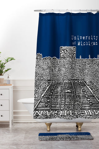 Bird Ave University Of Michigan Navy Shower Curtain And Mat