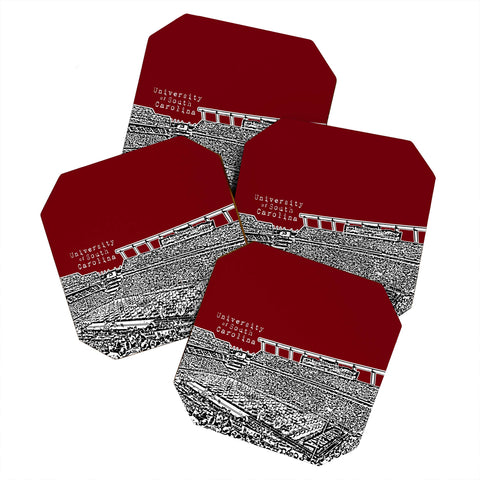 Bird Ave University Of South Carolina Dark Red Coaster Set