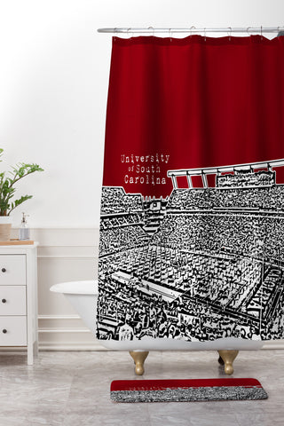 Bird Ave University Of South Carolina Dark Red Shower Curtain And Mat