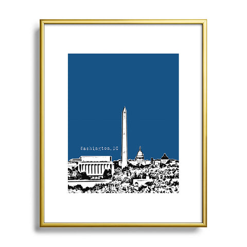 Bird Ave Washington Navy Metal Framed Art Print