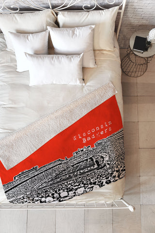 Bird Ave Wisconsin Badgers Red Fleece Throw Blanket