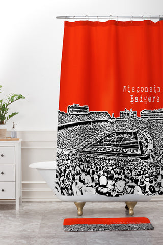Bird Ave Wisconsin Badgers Red Shower Curtain And Mat