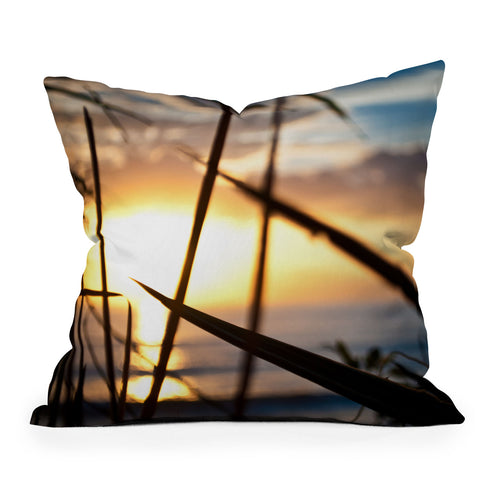 Bird Wanna Whistle Beach Sunset Throw Pillow