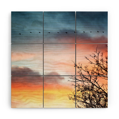 Bird Wanna Whistle Bird Line Wood Wall Mural