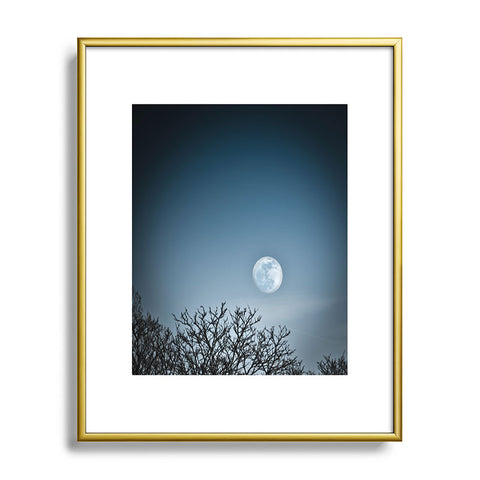 Bird Wanna Whistle Moon Metal Framed Art Print