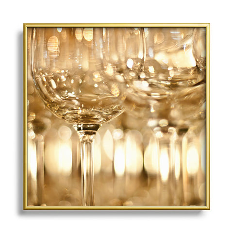 Bird Wanna Whistle Wine Glasses Metal Square Framed Art Print