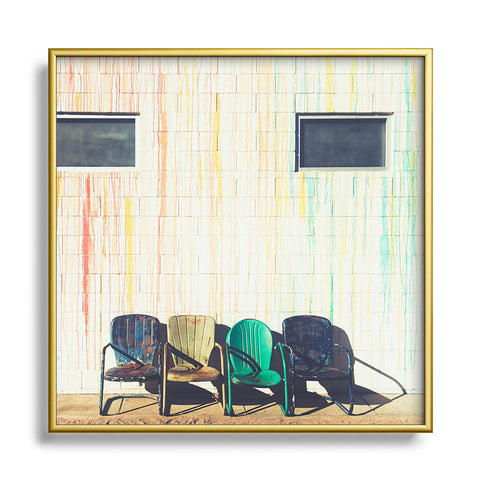 Bird Wanna Whistle With Friends Metal Square Framed Art Print