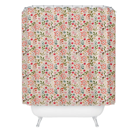 BlueLela Birds and flowers 001 Shower Curtain