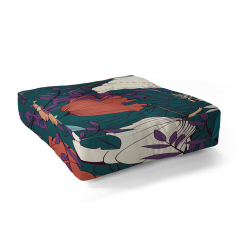 BlueLela Botanical pattern 008 Floor Pillow Square