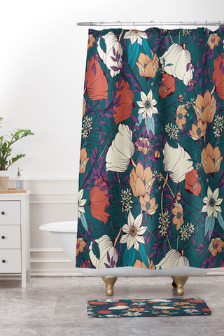 BlueLela Botanical pattern 008 Shower Curtain And Mat