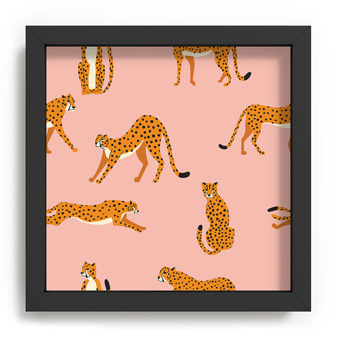 BlueLela Cheetahs pattern on pink Recessed Framing Square