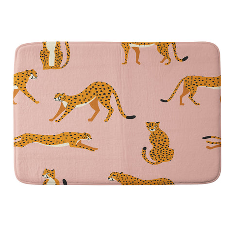 BlueLela Cheetahs pattern on pink Memory Foam Bath Mat