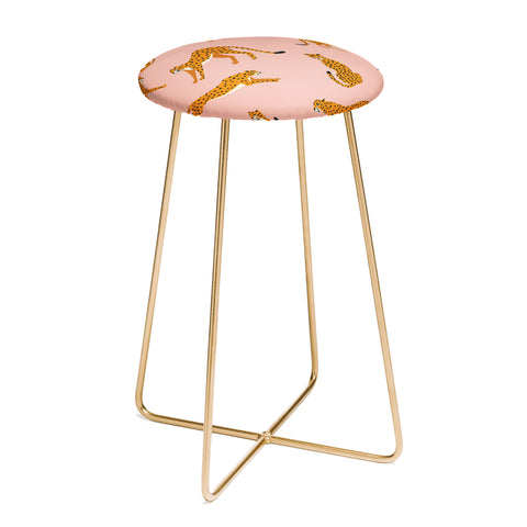 BlueLela Cheetahs pattern on pink Counter Stool