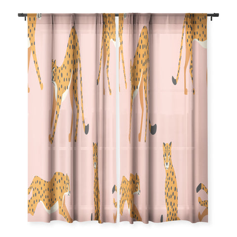 BlueLela Cheetahs pattern on pink Sheer Non Repeat
