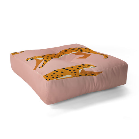 BlueLela Cheetahs pattern on pink Floor Pillow Square