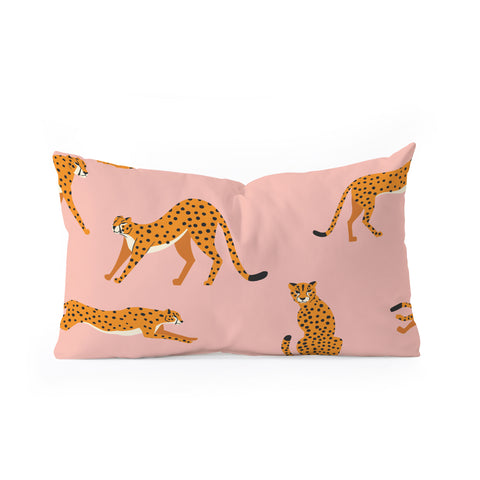 BlueLela Cheetahs pattern on pink Oblong Throw Pillow